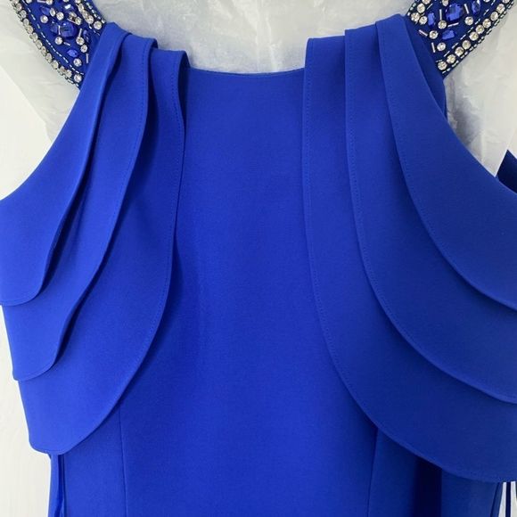 Fancy Schmancy Blue Beaded Detail Evening Gown - Picture 6 of 10
